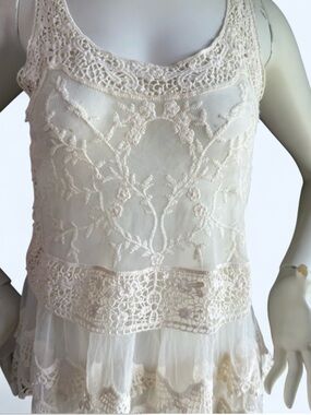 EXPRESS mint condition Ivory lace sheer crop top boho festival fairycore